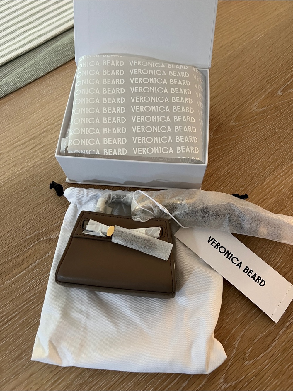 Veronica Beard Brown Leather Card & Key Holder